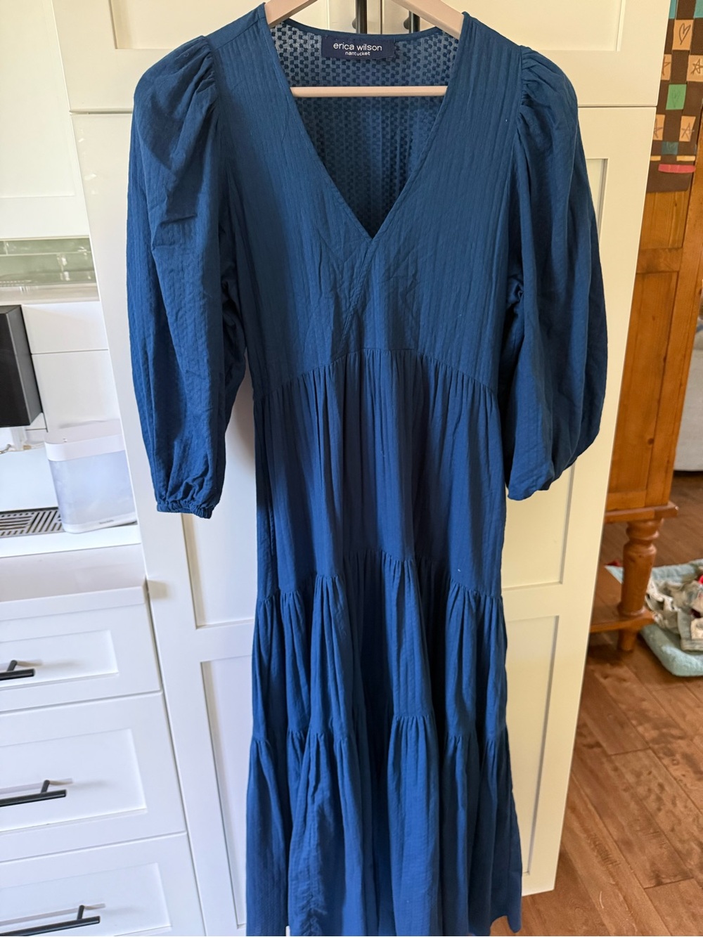 Erica Wilson Navy V-Neck Tiered Maxi Dress